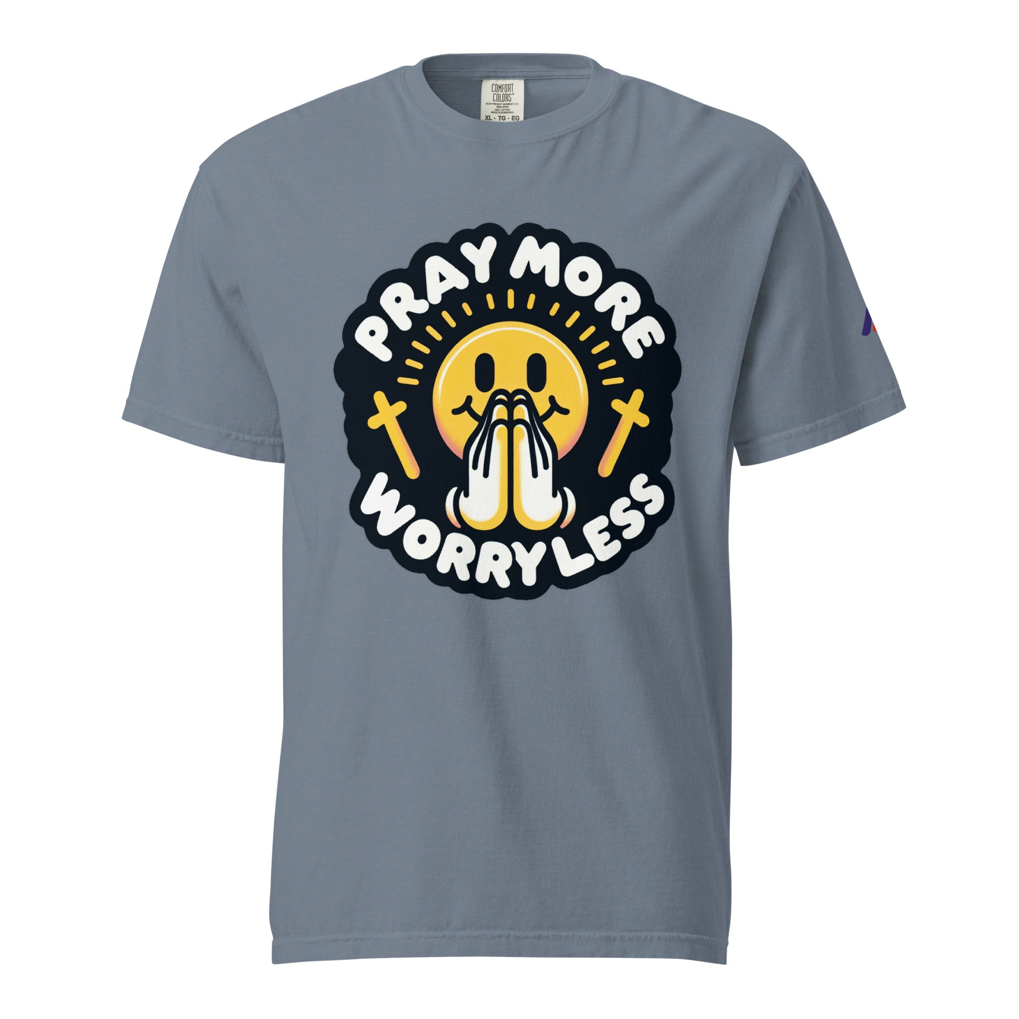 "Pray More, Worry Less" Short Sleeve Christian, Faith Based Adult T-Shirt