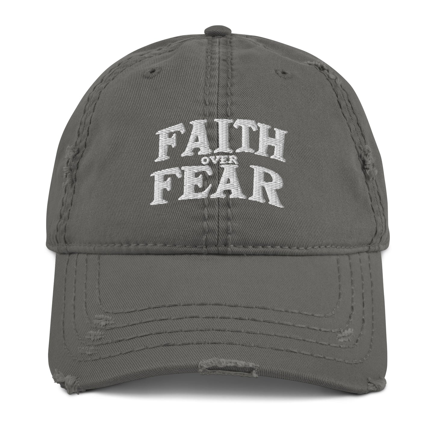 Faith Over Fear Distressed Dad Hat | Triple Threads Collection