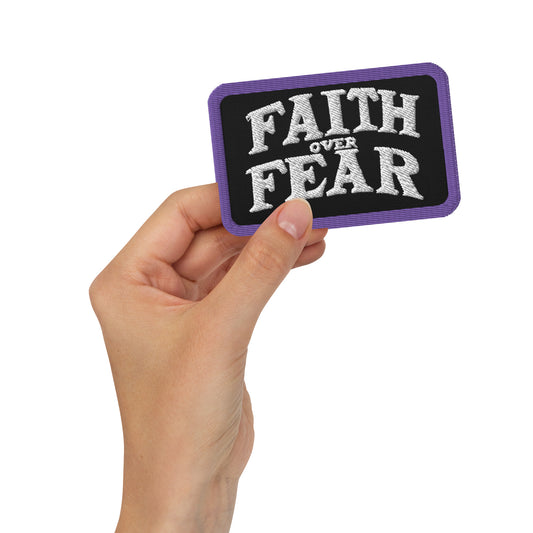 Faith Over Fear Christian Patch (Purple Border) | Triple Threads Collection