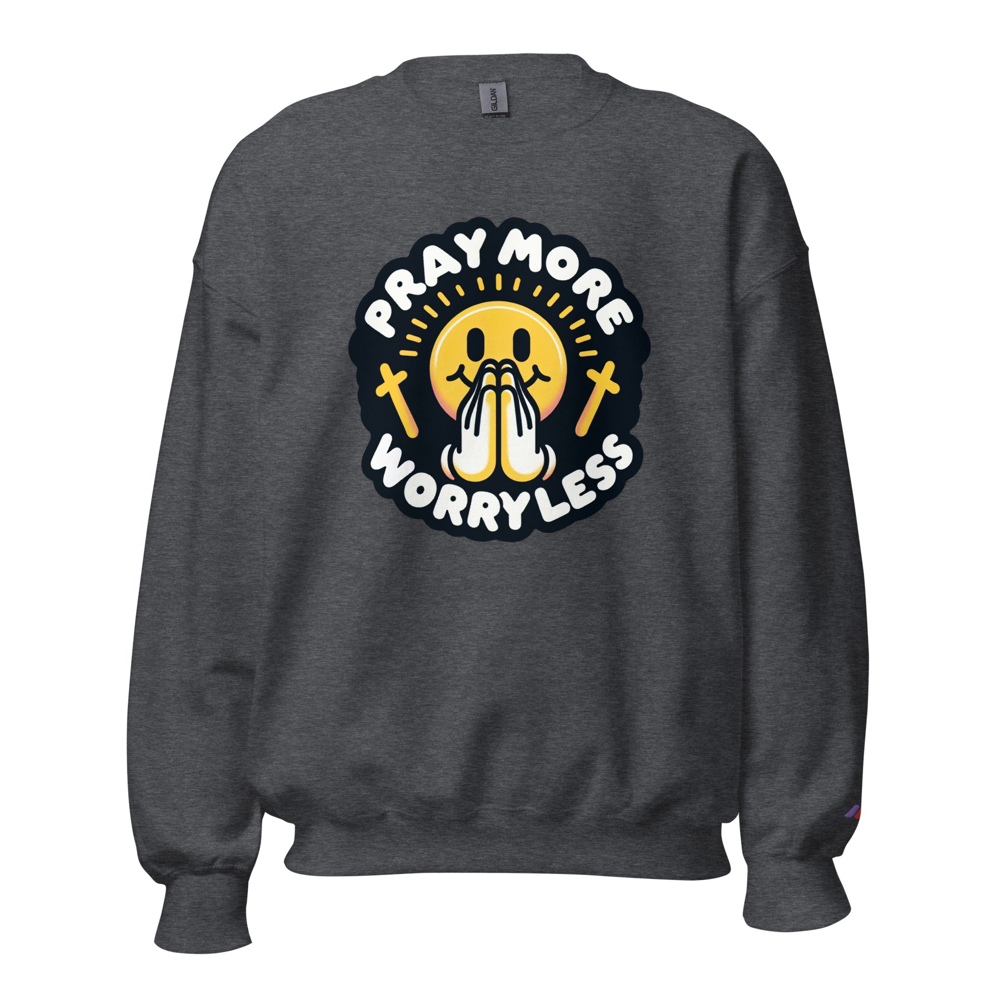 "Pray More, Worry Less" Christian Unisex Crewneck | Triple Threads Collection