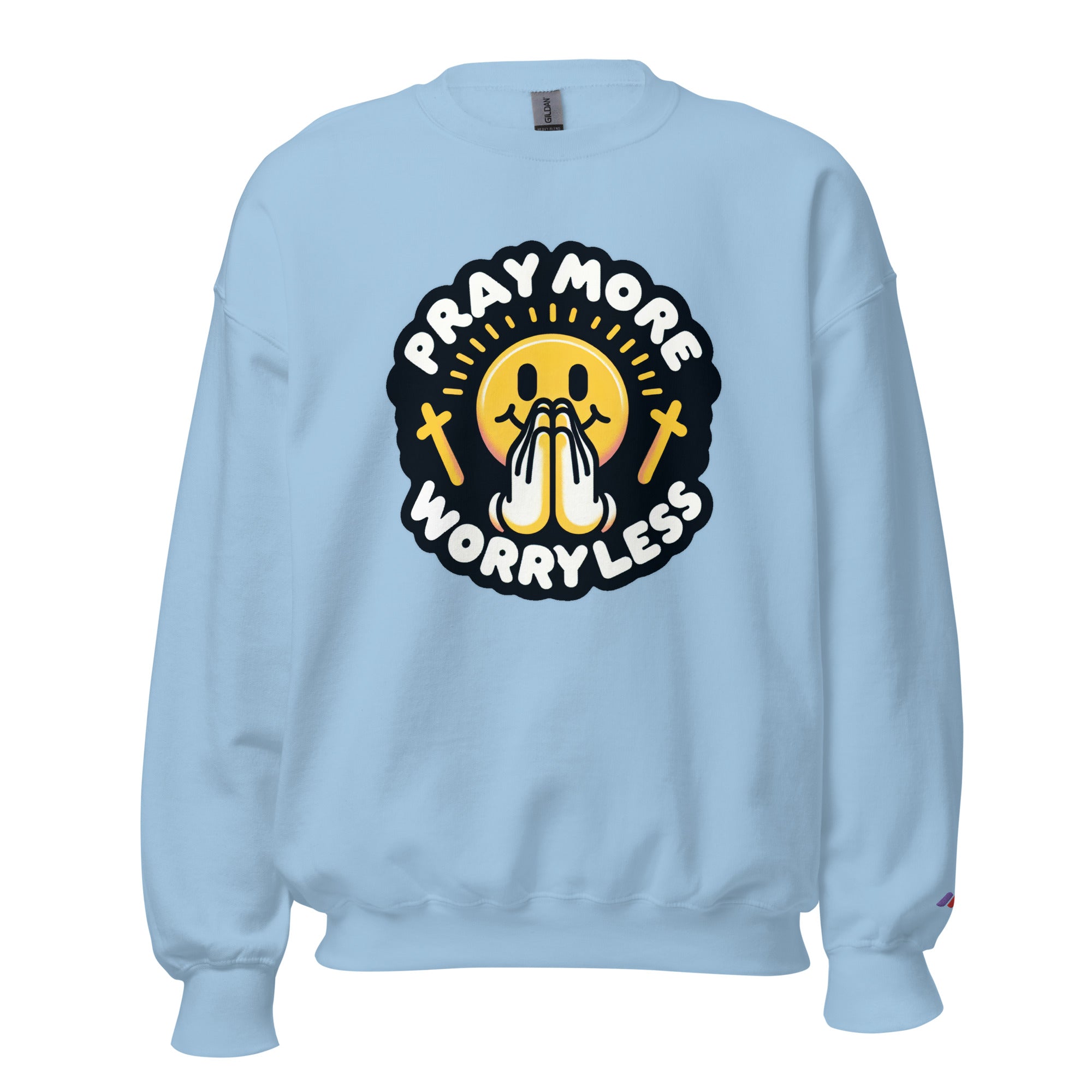 "Pray More, Worry Less" Christian Unisex Crewneck | Triple Threads Collection