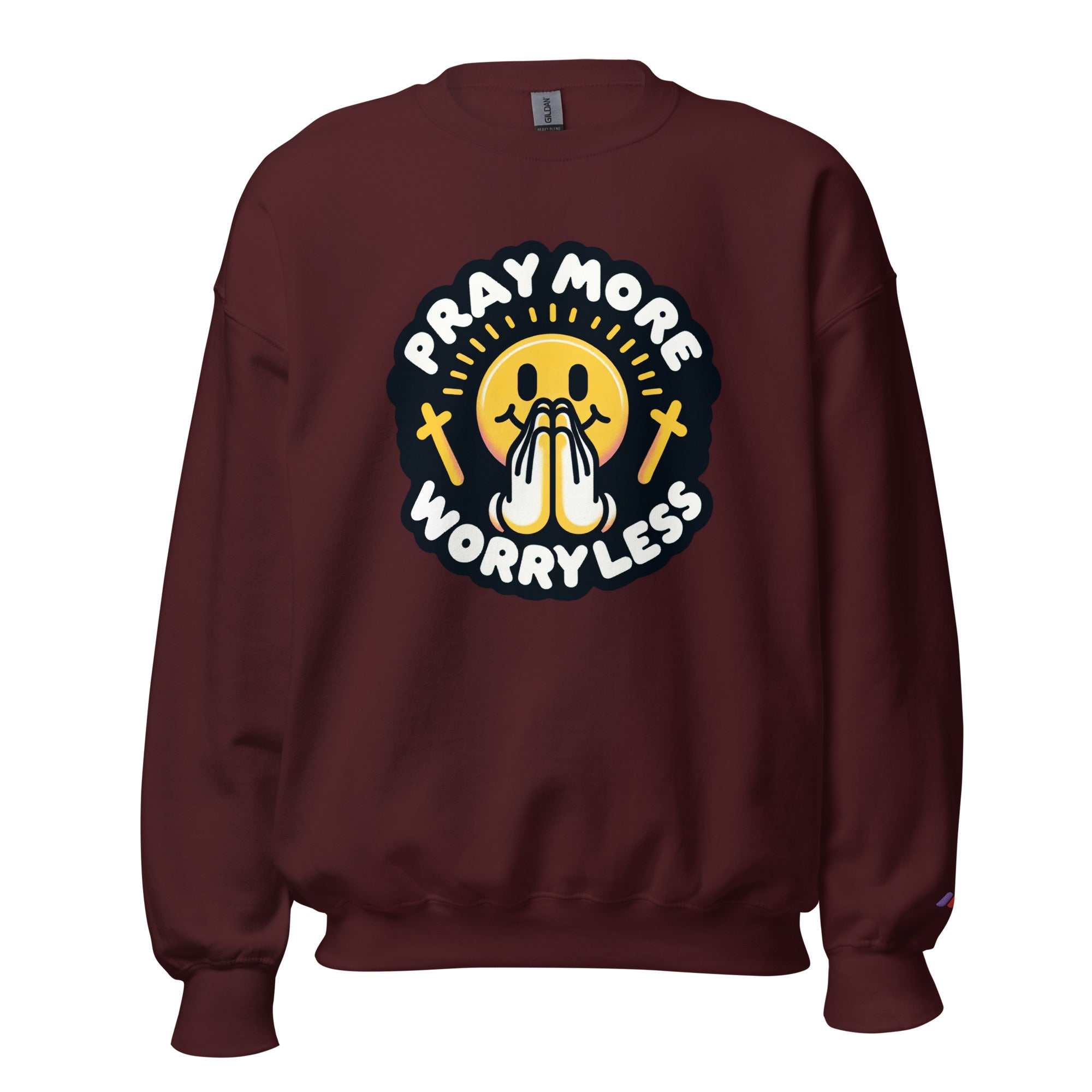"Pray More, Worry Less" Christian Unisex Crewneck | Triple Threads Collection