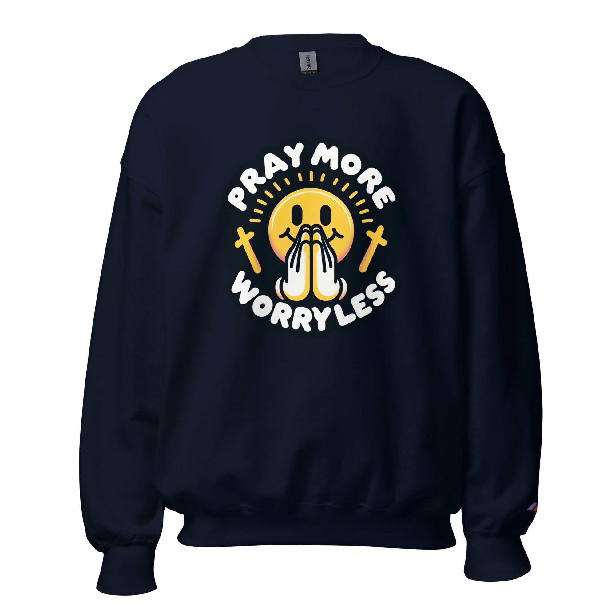 "Pray More, Worry Less" Christian Unisex Crewneck | Triple Threads Collection