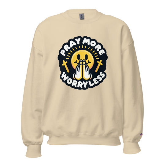 "Pray More, Worry Less" Christian Unisex Crewneck | Triple Threads Collection