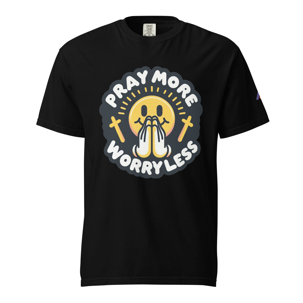 "Pray More, Worry Less" Short Sleeve Christian, Faith Based Adult T-Shirt