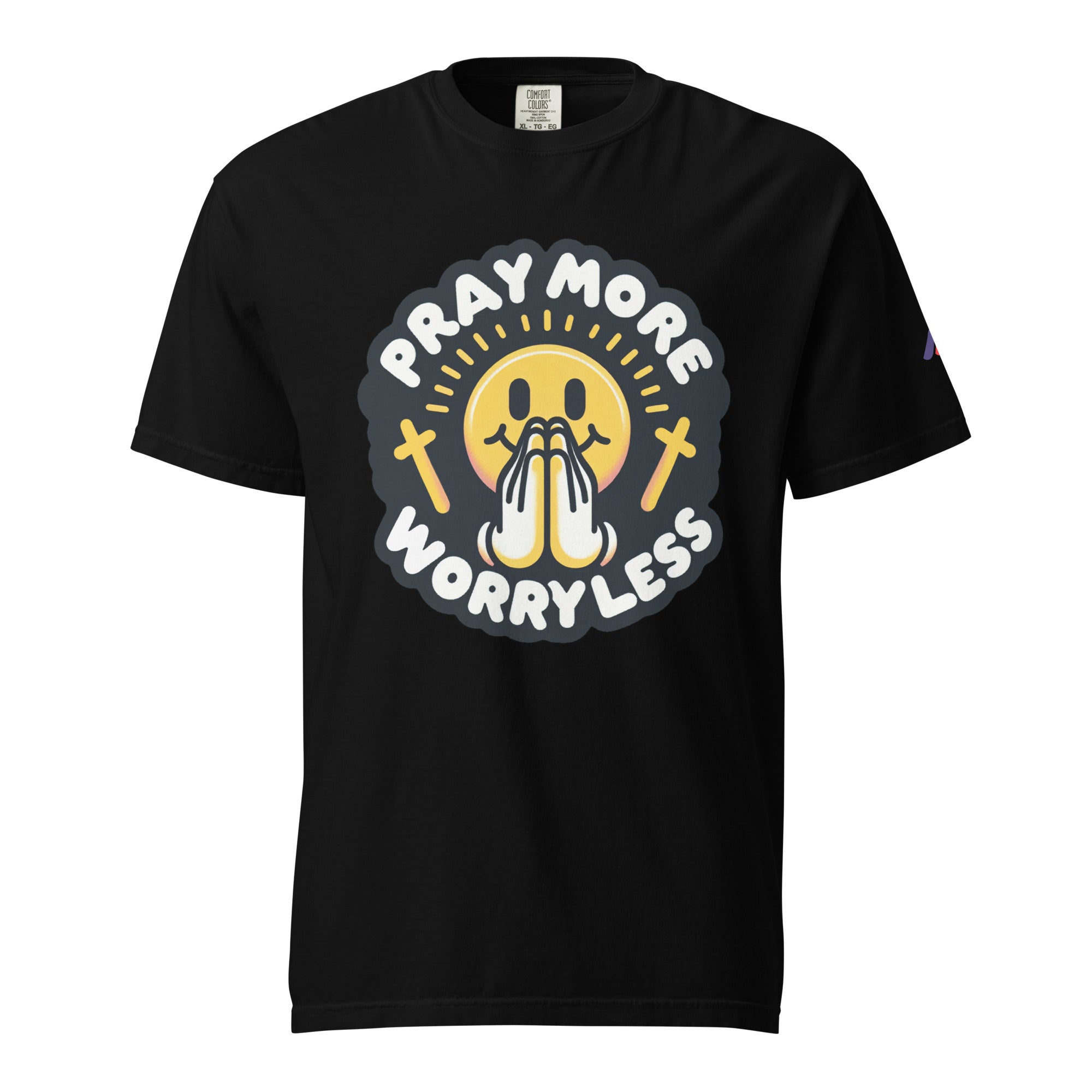 "Pray More, Worry Less" Short Sleeve Christian, Faith Based Adult T-Shirt