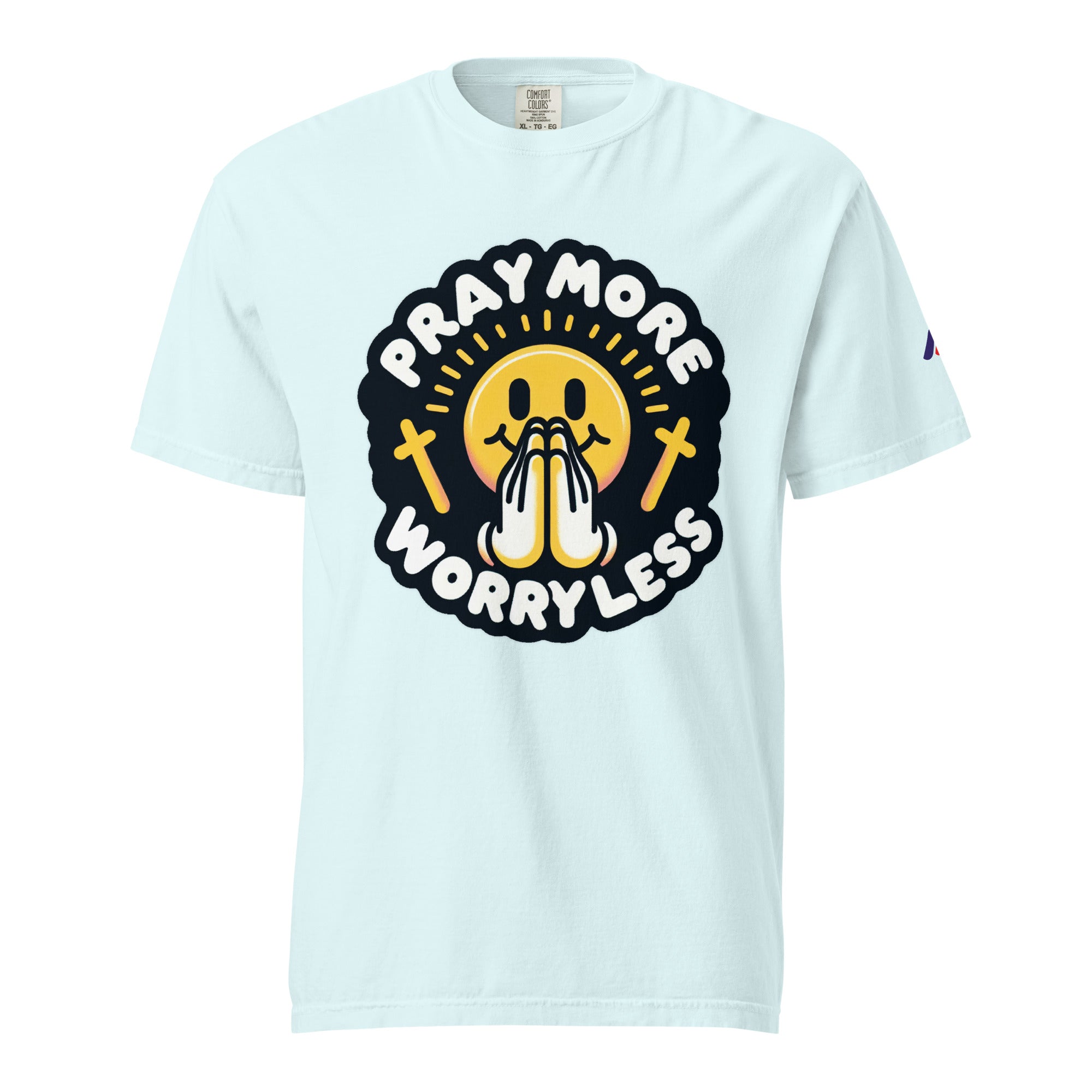"Pray More, Worry Less" Short Sleeve Christian, Faith Based Adult T-Shirt