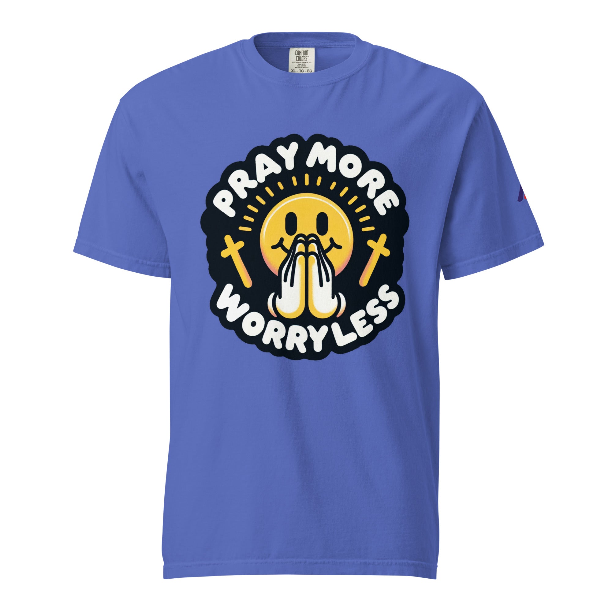 "Pray More, Worry Less" Short Sleeve Christian, Faith Based Adult T-Shirt
