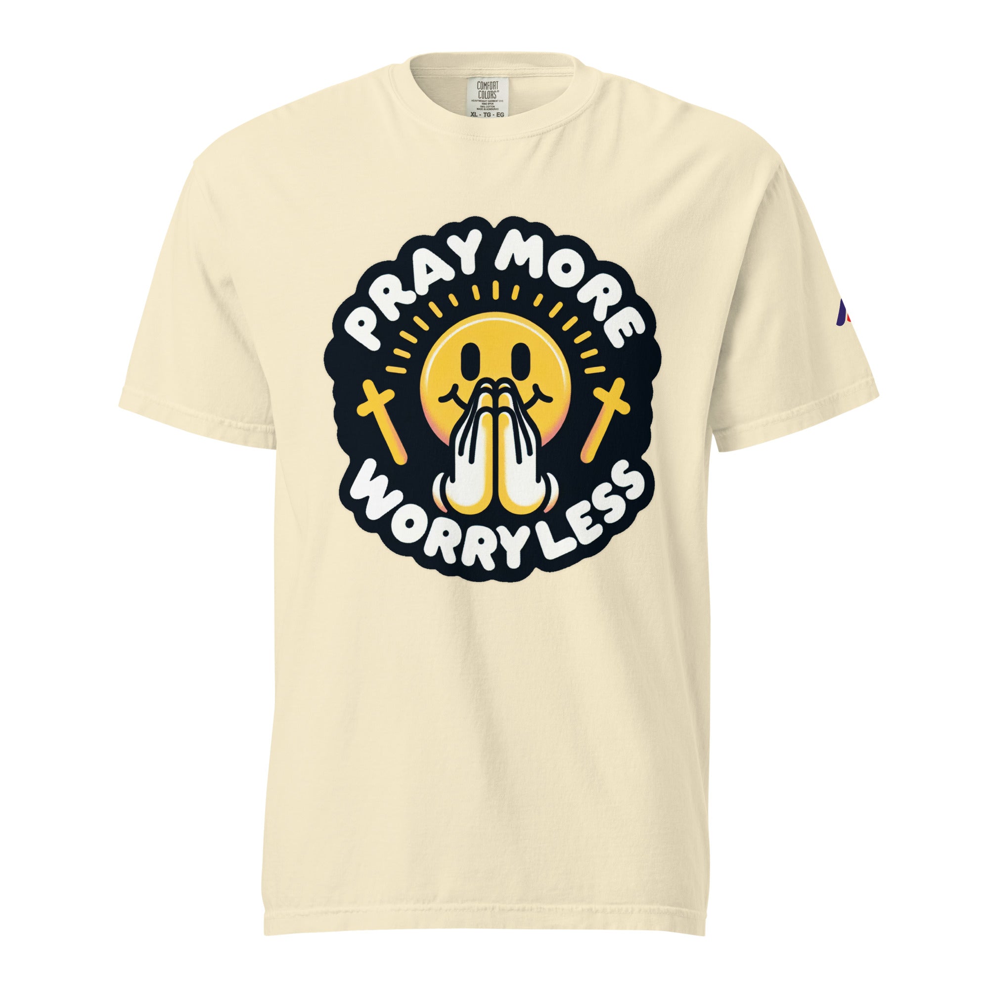 "Pray More, Worry Less" Short Sleeve Christian, Faith Based Adult T-Shirt