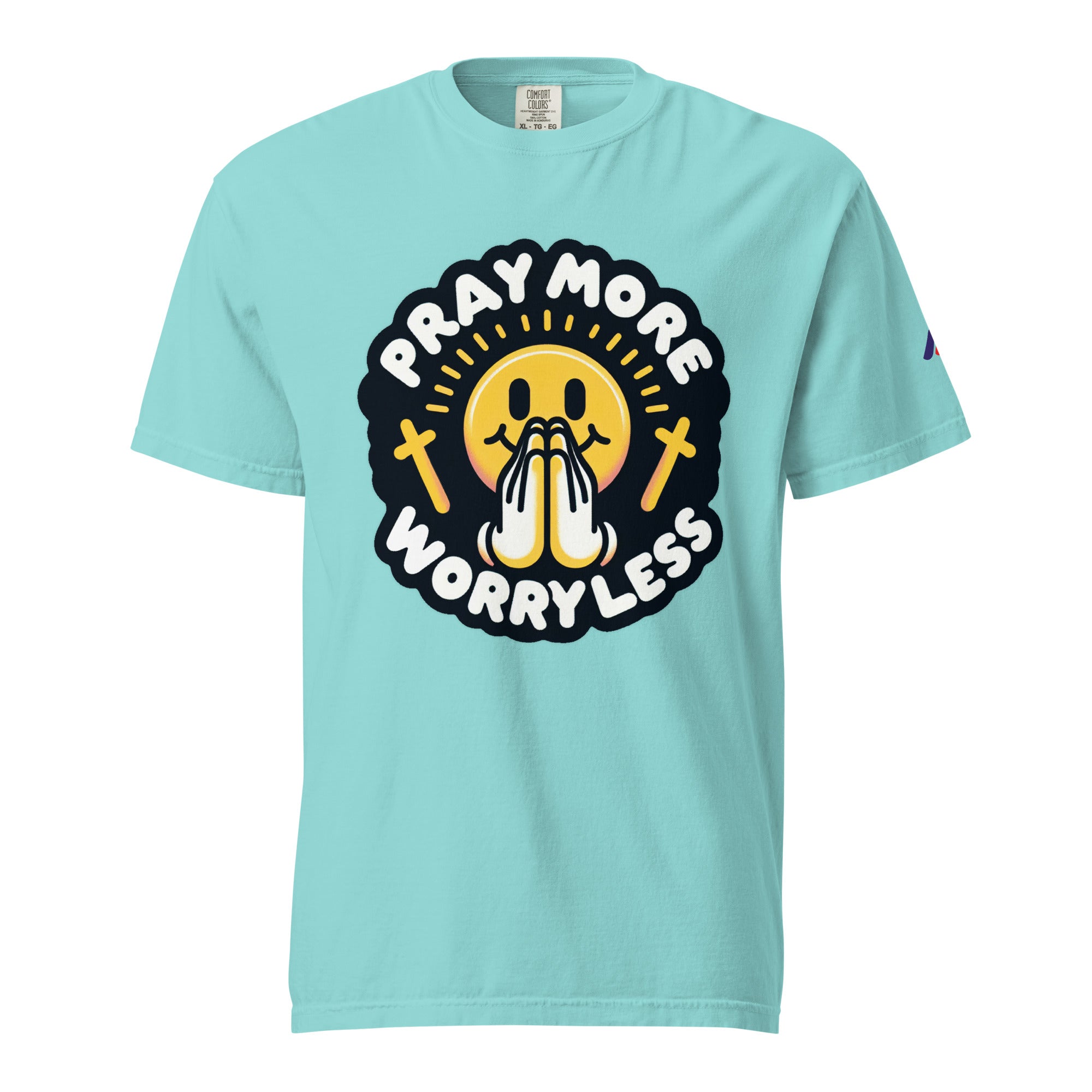 "Pray More, Worry Less" Short Sleeve Christian, Faith Based Adult T-Shirt