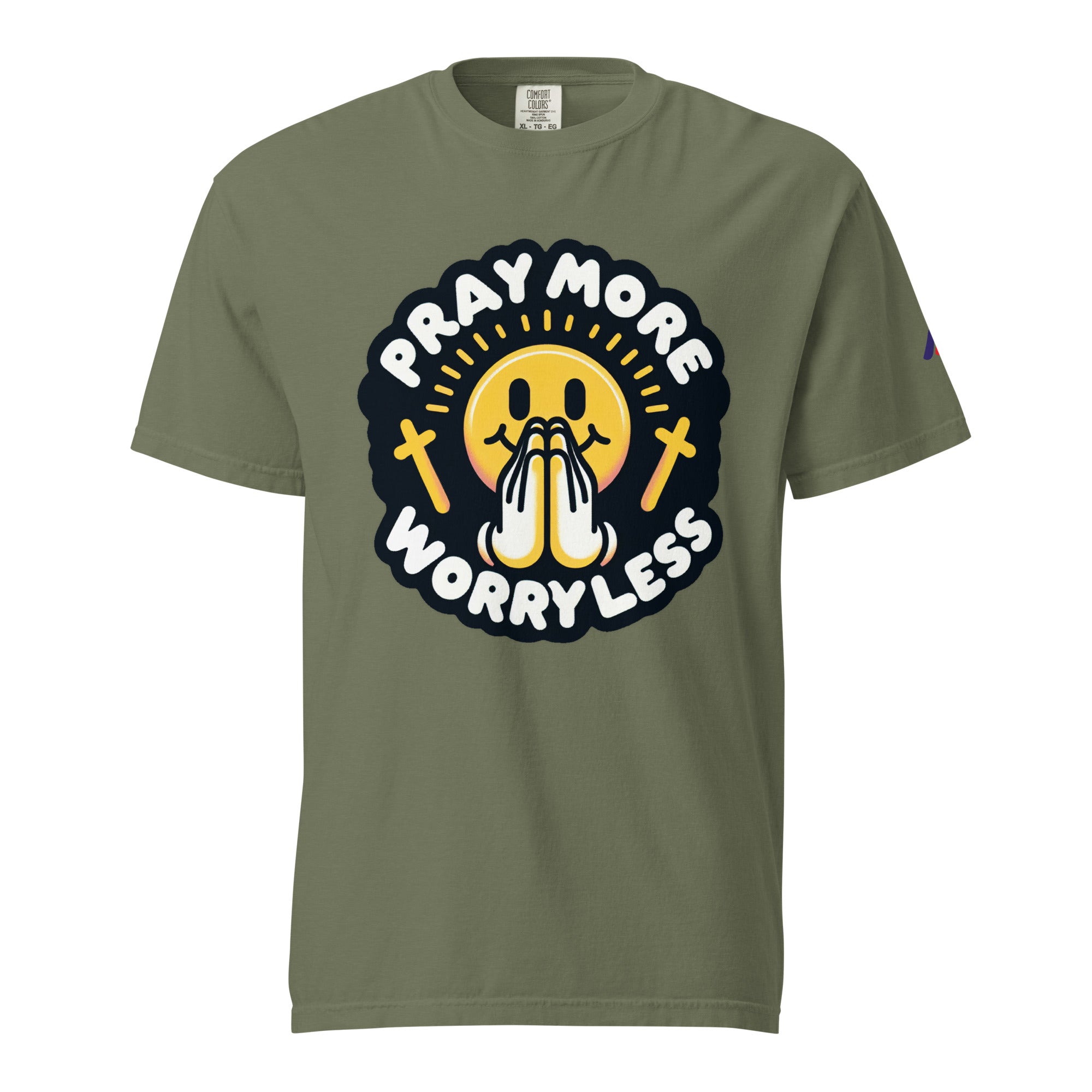 "Pray More, Worry Less" Short Sleeve Christian, Faith Based Adult T-Shirt