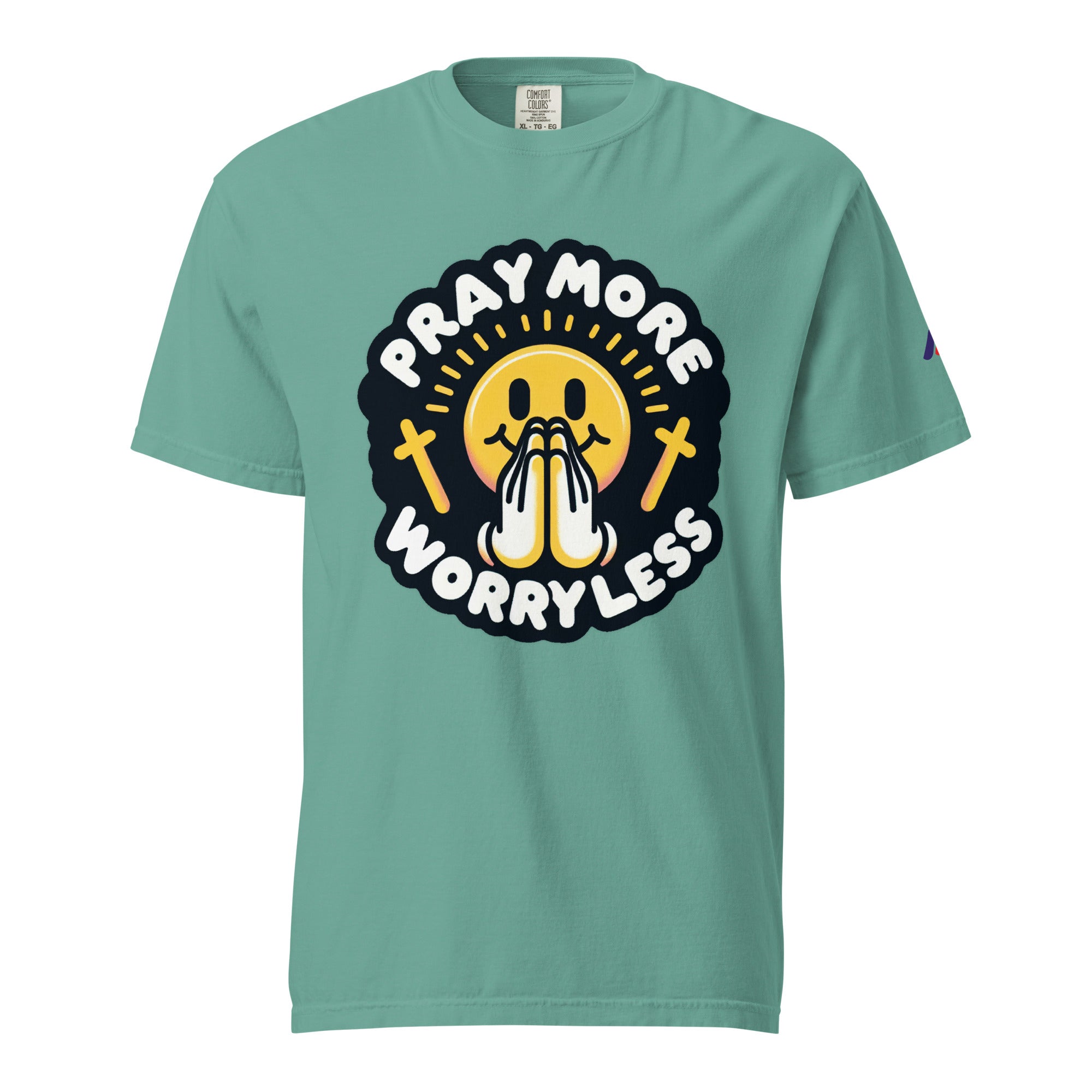 "Pray More, Worry Less" Short Sleeve Christian, Faith Based Adult T-Shirt
