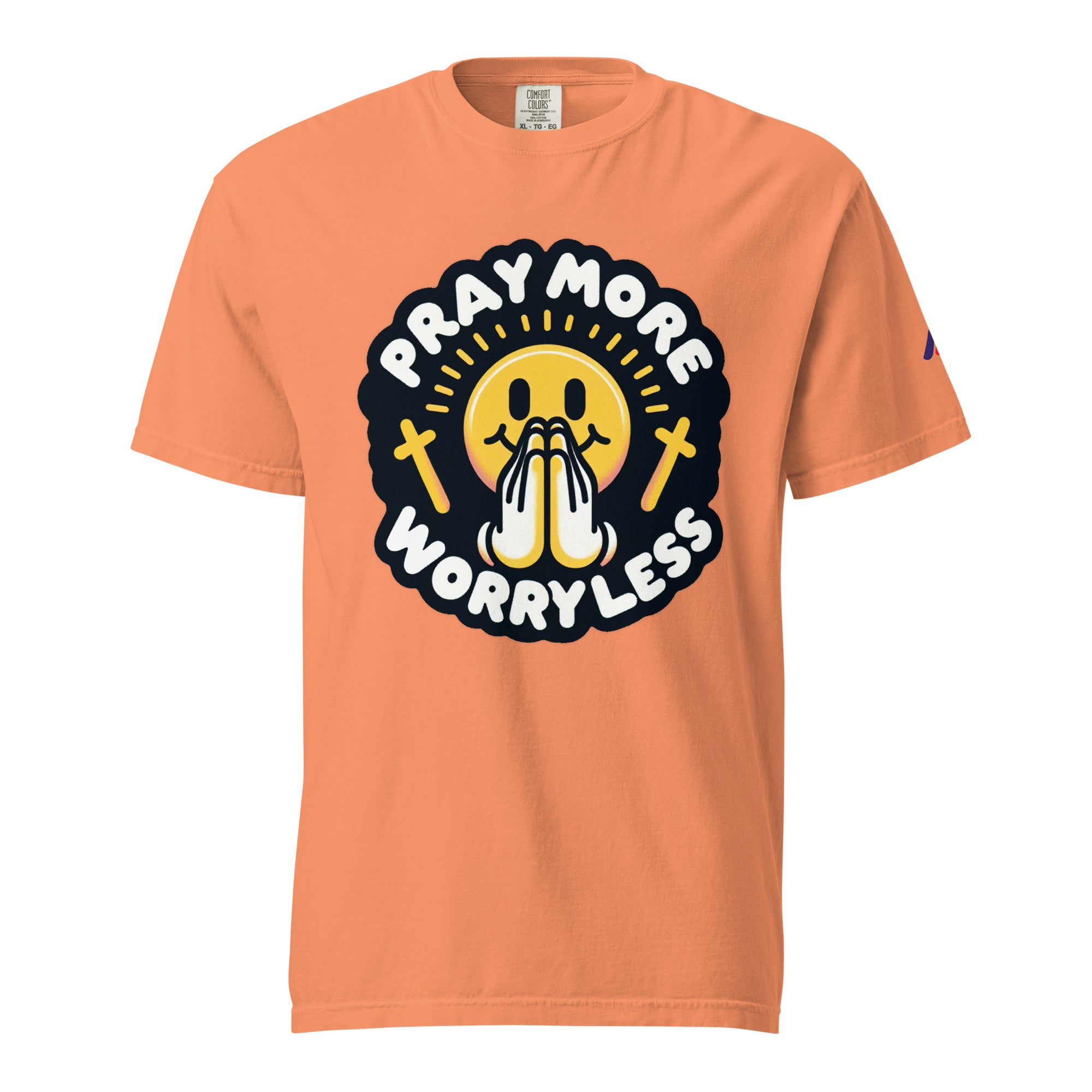 "Pray More, Worry Less" Short Sleeve Christian, Faith Based Adult T-Shirt