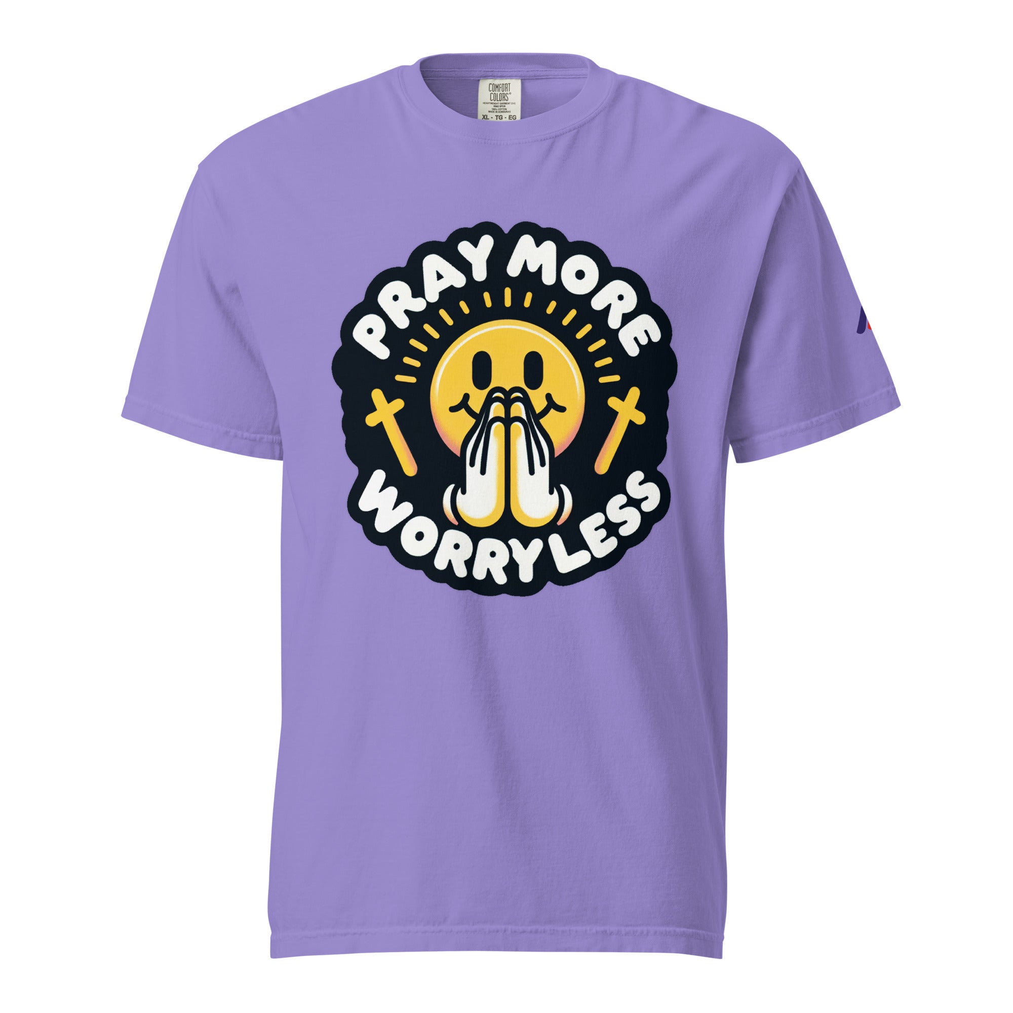 "Pray More, Worry Less" Short Sleeve Christian, Faith Based Adult T-Shirt