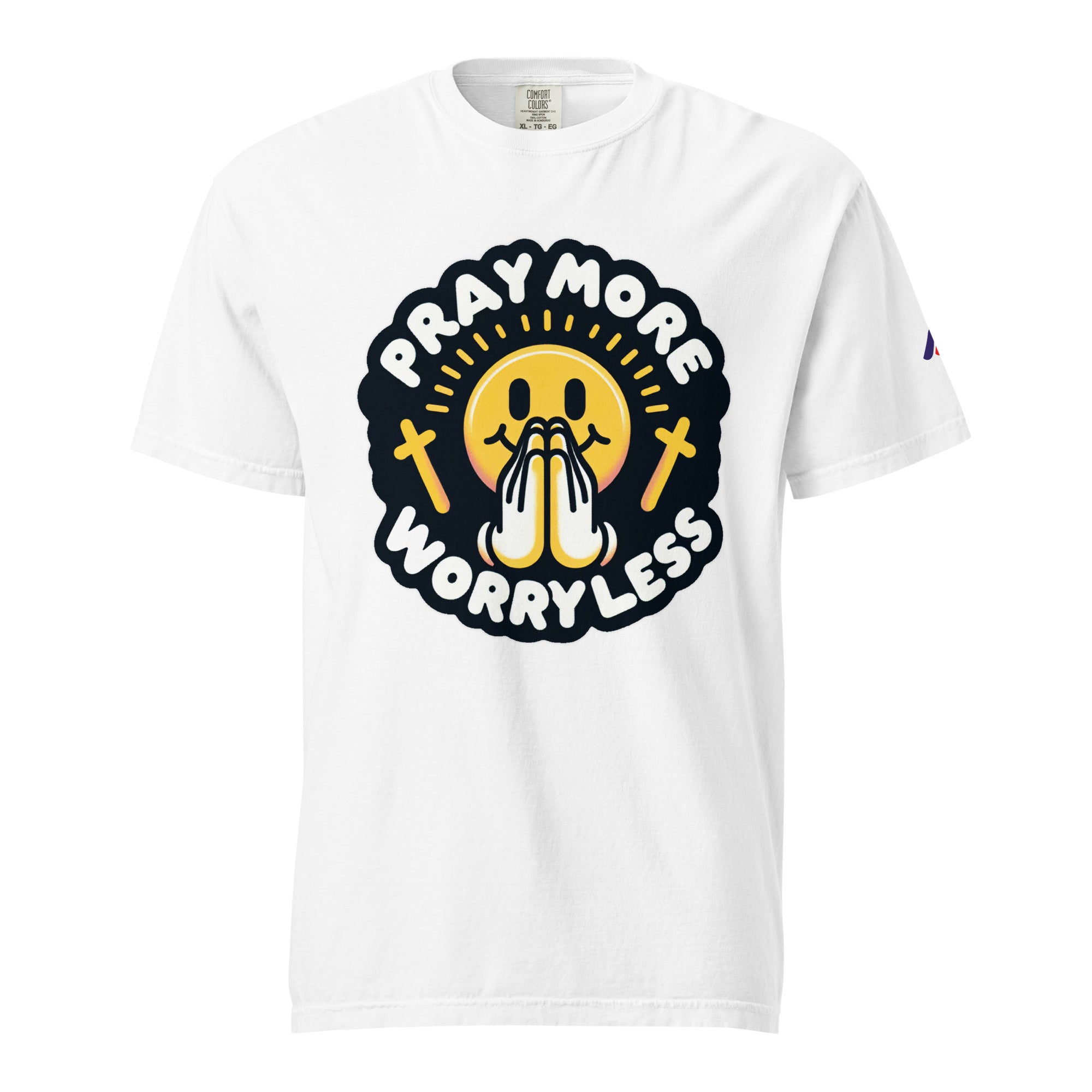 "Pray More, Worry Less" Short Sleeve Christian, Faith Based Adult T-Shirt