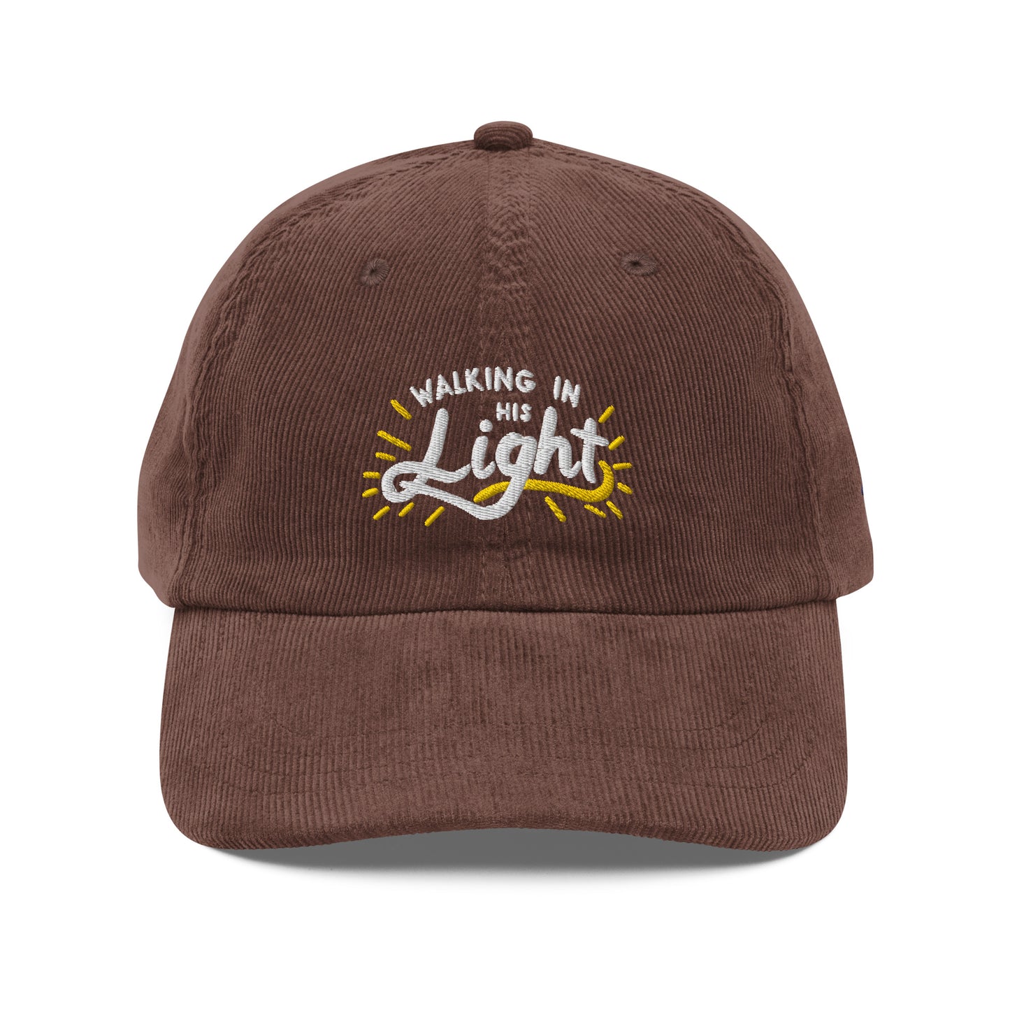 "Walking in His Light" Vintage corduroy cap, Christian Hat | Triple Threads Collection