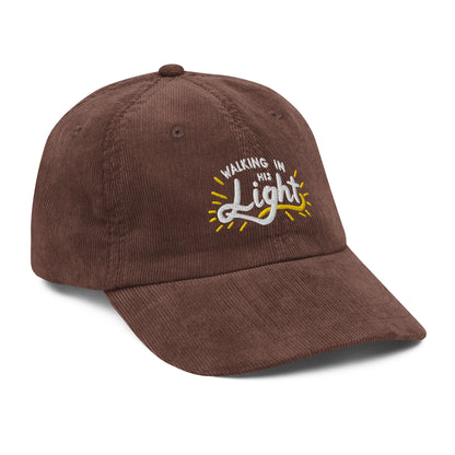 "Walking in His Light" Vintage corduroy cap, Christian Hat | Triple Threads Collection