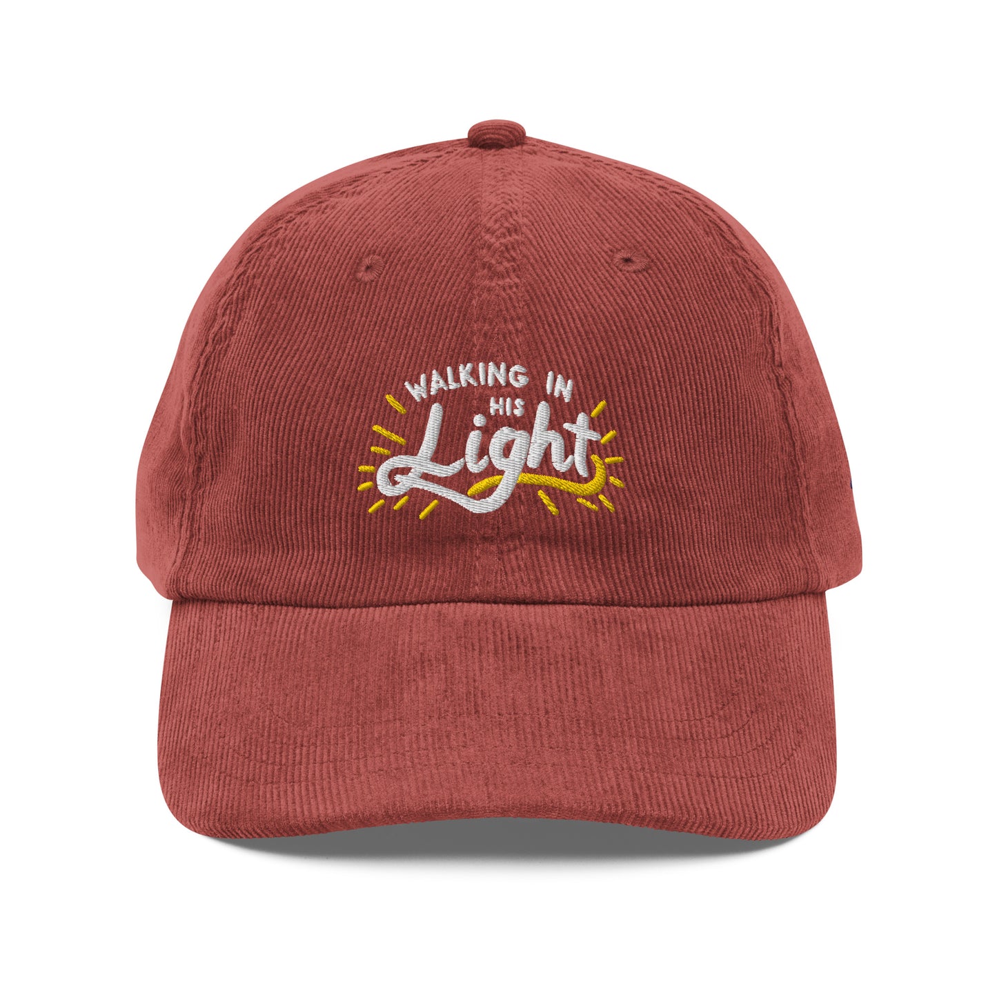 "Walking in His Light" Vintage corduroy cap, Christian Hat | Triple Threads Collection