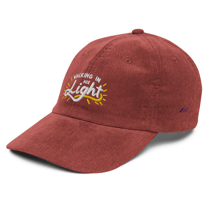 "Walking in His Light" Vintage corduroy cap, Christian Hat | Triple Threads Collection