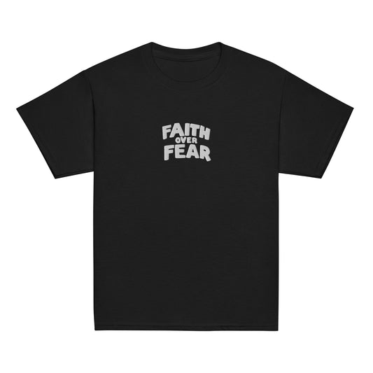 "Faith Over Fear" Embroidered Youth Classic Tee | Triple Threads Collection