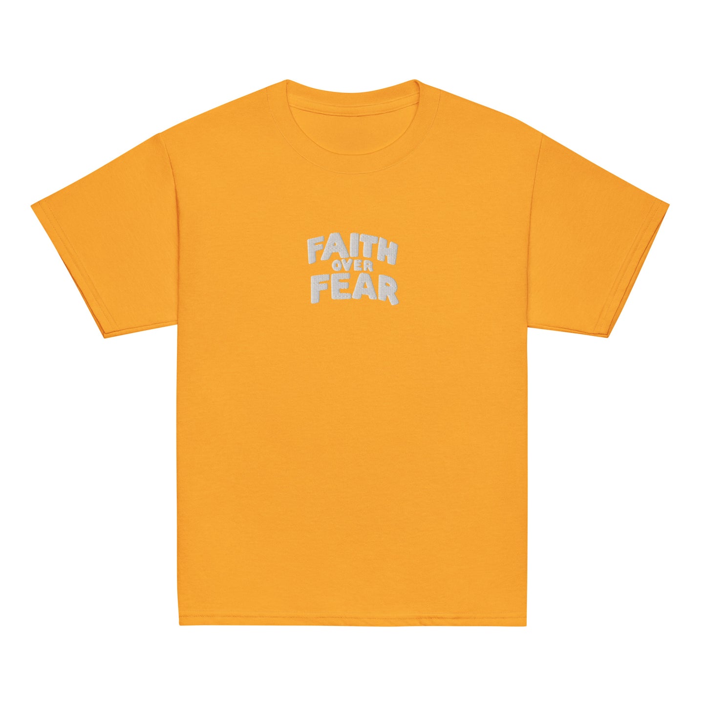 "Faith Over Fear" Embroidered Youth Classic Tee | Triple Threads Collection