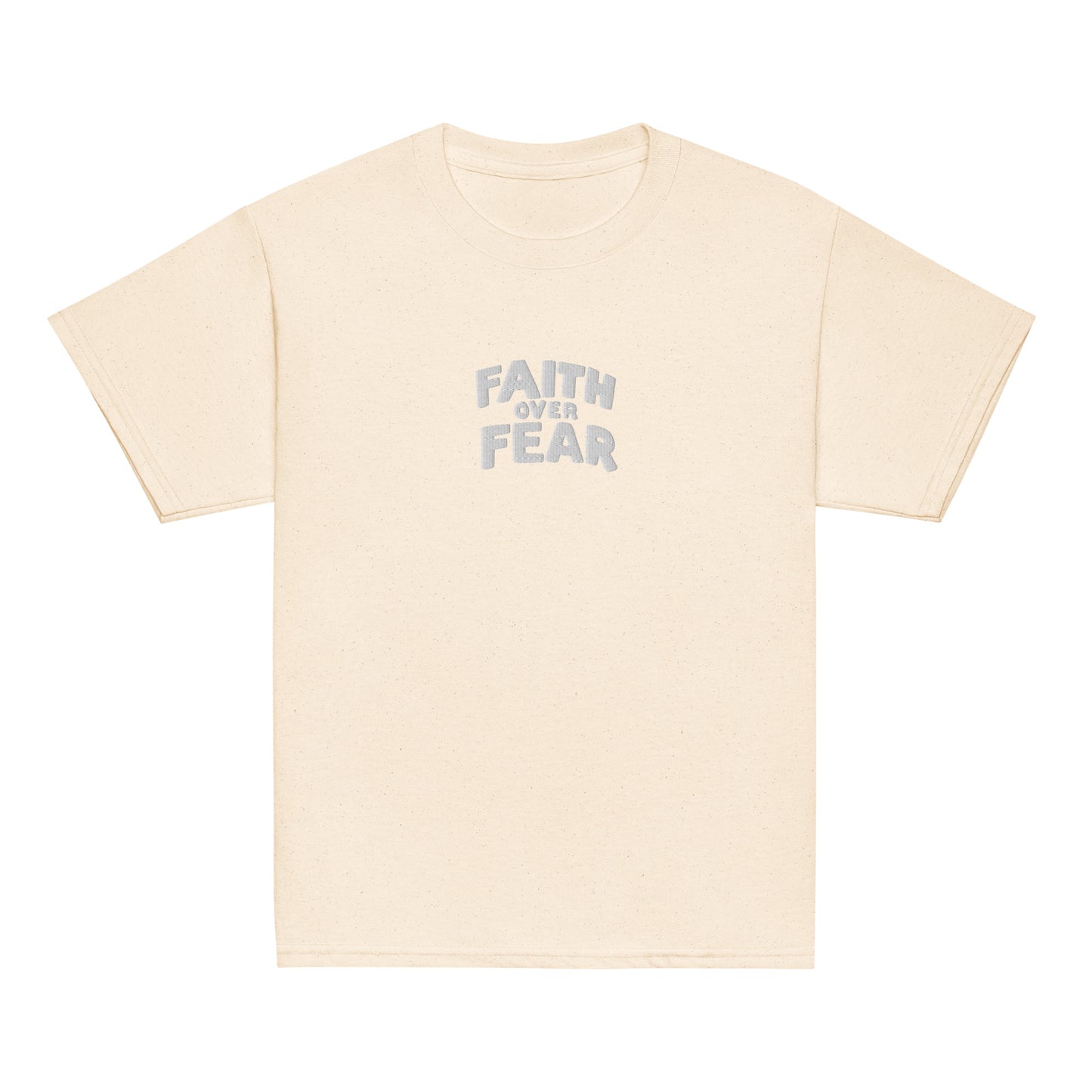 "Faith Over Fear" Embroidered Youth Classic Tee | Triple Threads Collection