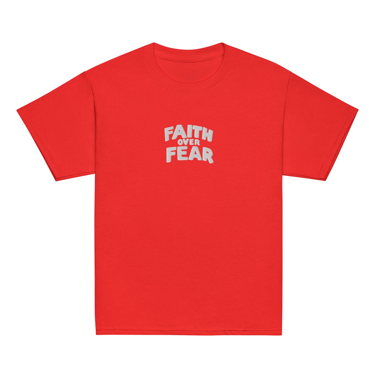 "Faith Over Fear" Embroidered Youth Classic Tee | Triple Threads Collection