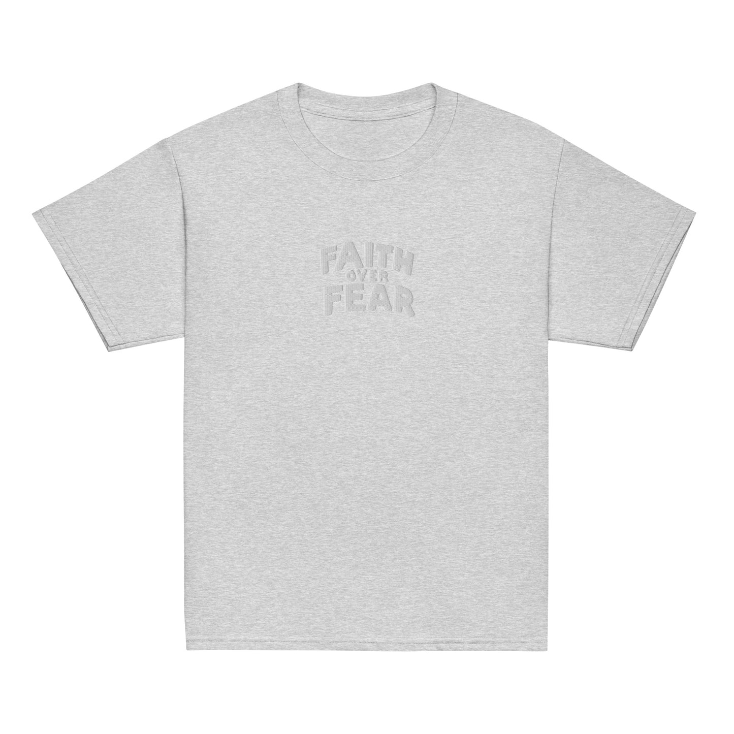 "Faith Over Fear" Embroidered Youth Classic Tee | Triple Threads Collection